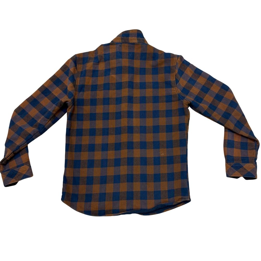 Nomad Brown Navy Buffalo Plaid Flannel Outdoorsy Lumnerjack Shirt Mens M - Picture 3 of 9